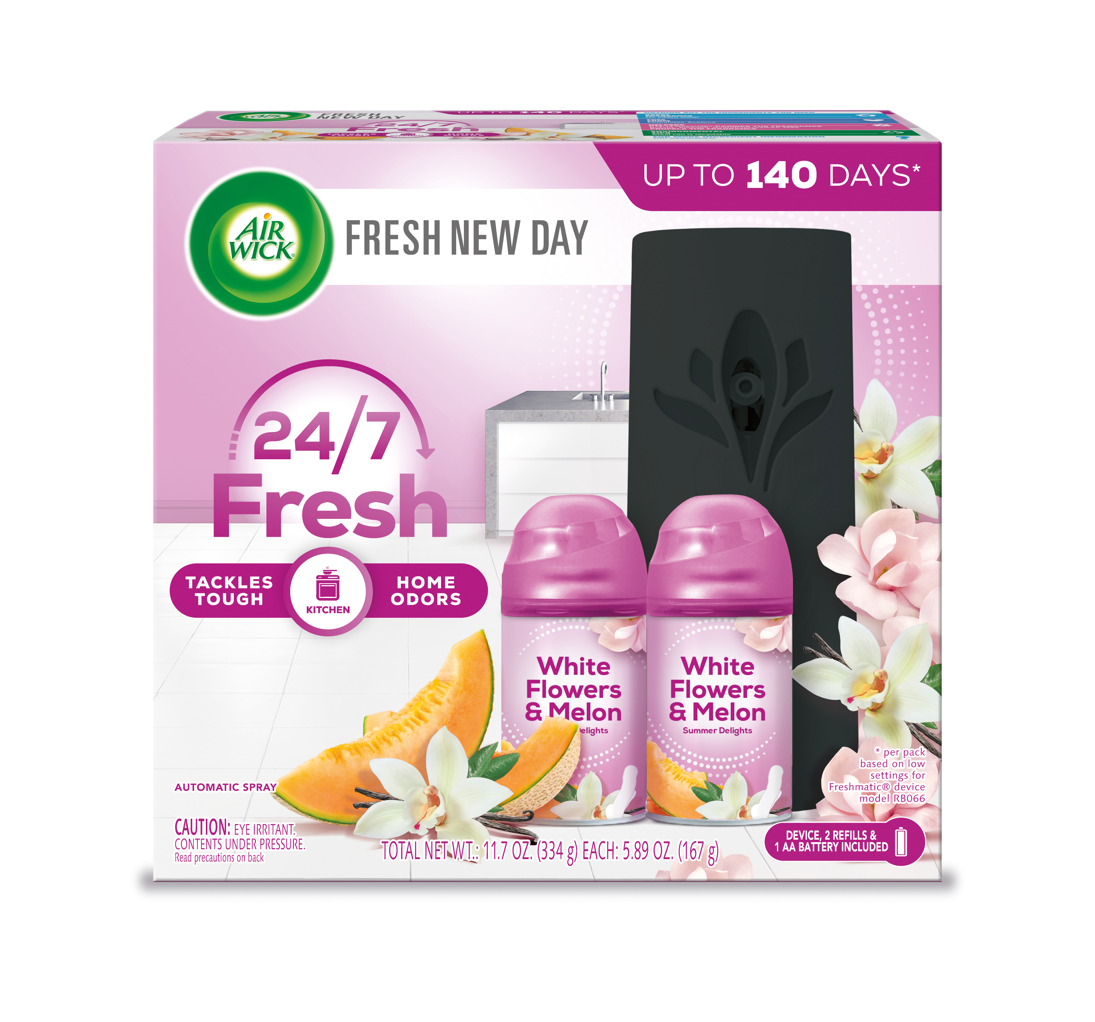 AIR WICK Automatic Spray  White Flowers  Melon Summer Delights  Kit